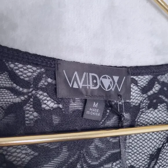 WIDOW Black Lace Gothic Grand Affair Maxi Dress Size M Sheer Romantic Goth Witch - Picture 9 of 13